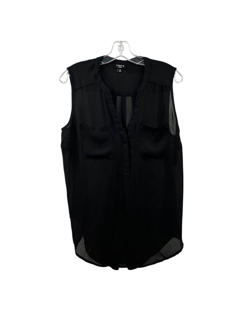 Torrid Womens Sheer Sleeveless Top Pockets Black Size Medium